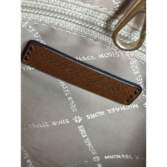 Michael Kors Chestnut Tan Saffiano Jet Set Tote Leather Bag Carryall Purse - Picture 11 of 13